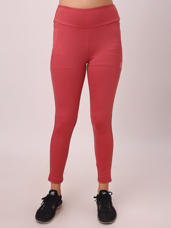 CARROT RED SOLID WOMEN LEGGINGS