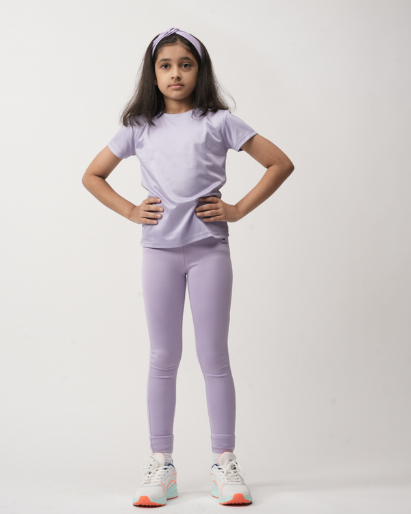 Solid Lavender T-shirts And Leggings Set