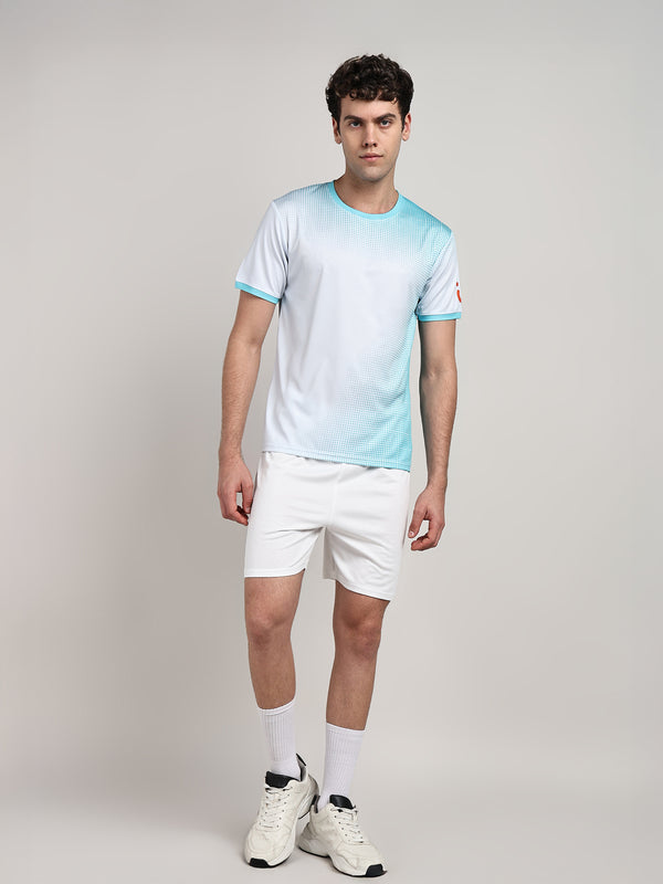 Mens Pixel Wave Tshirt And White Football Shorts With Black Logo Set