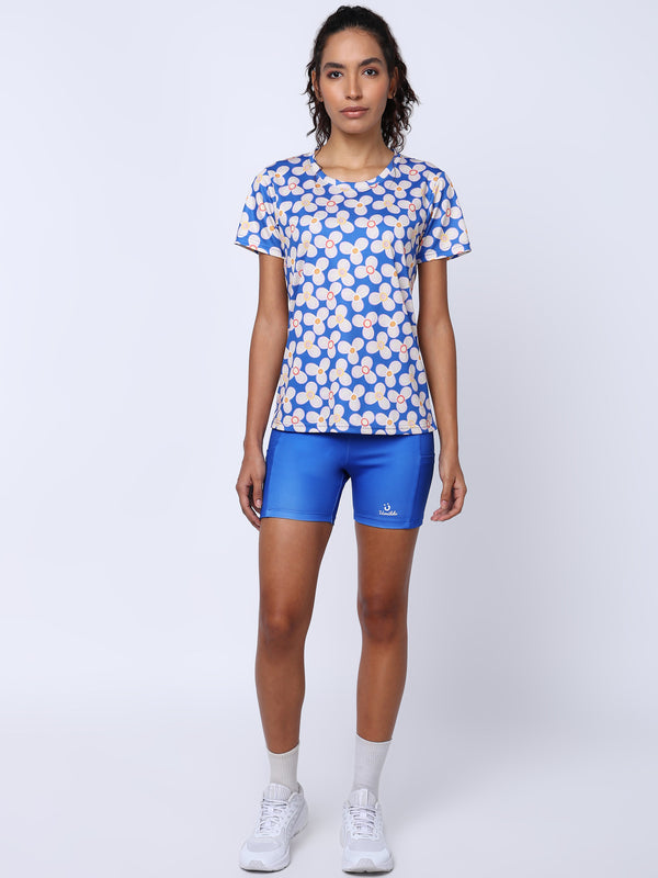 Womens Solid Blue Cycling Shorts