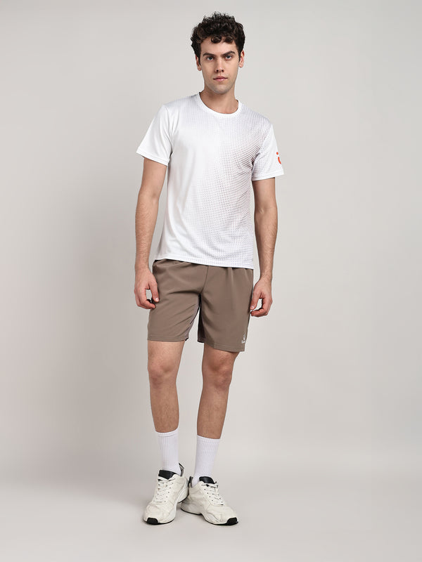 Mens Blush Pixel Fade Tshirt And Brown Air Shorts Set
