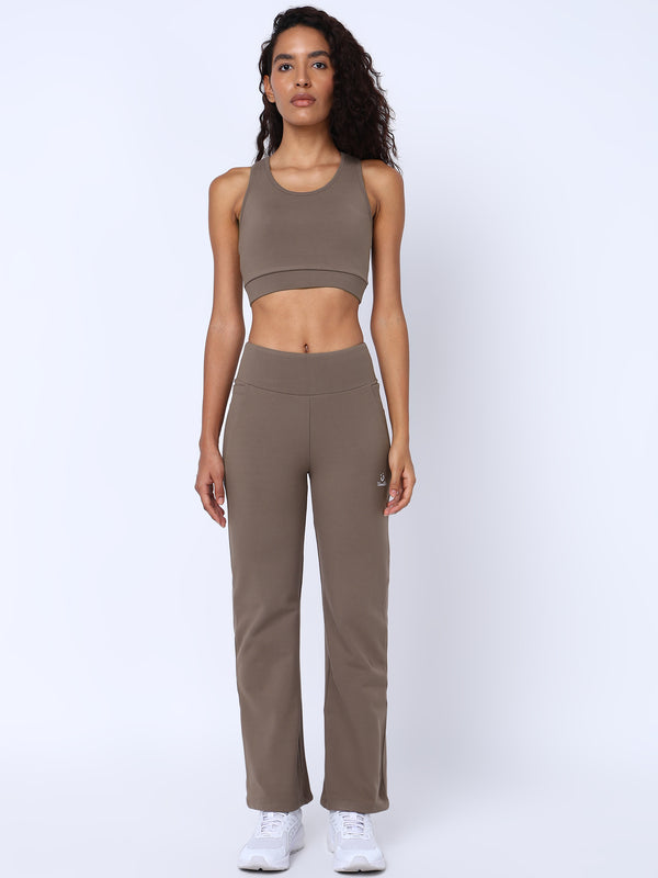 Womens Solid Cocoa Rush Sports Bra