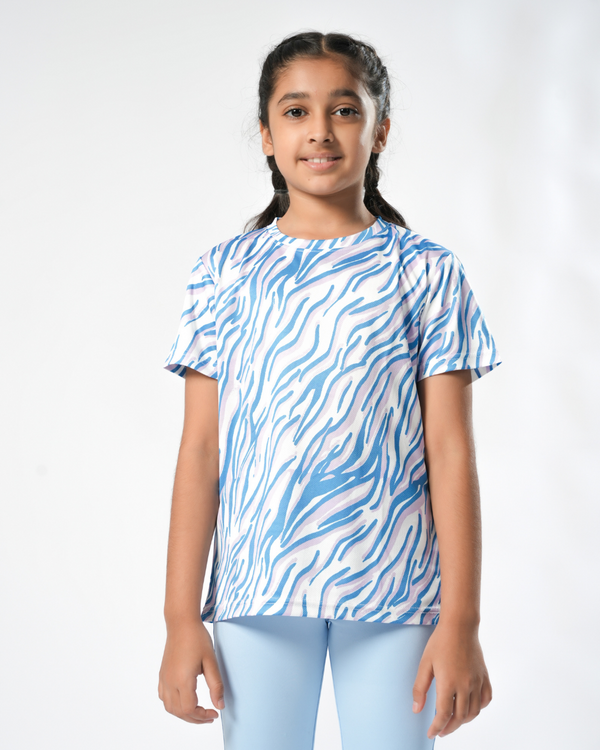 ZEBRA STRIPES PRINTED GIRLS TSHIRT