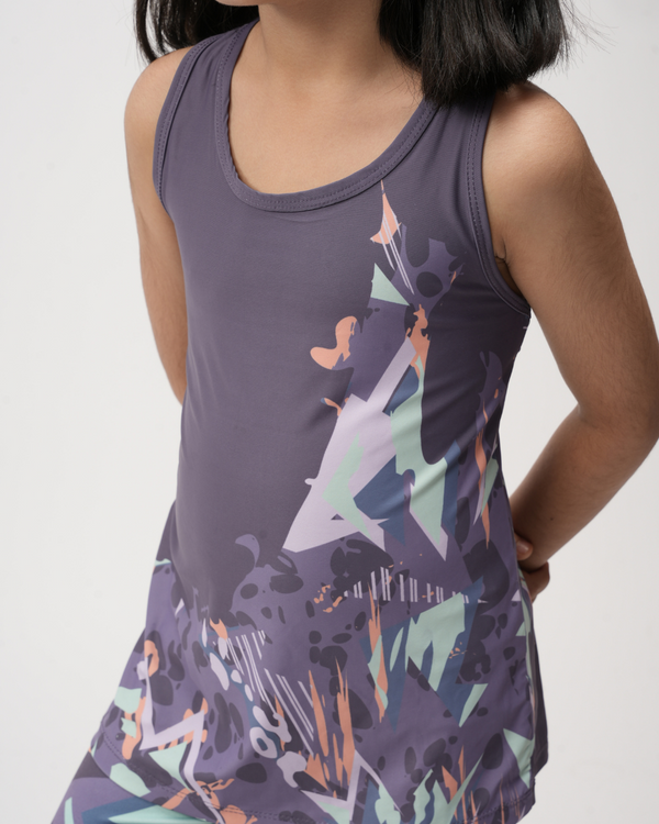 Purple AOP Girls Tank Top