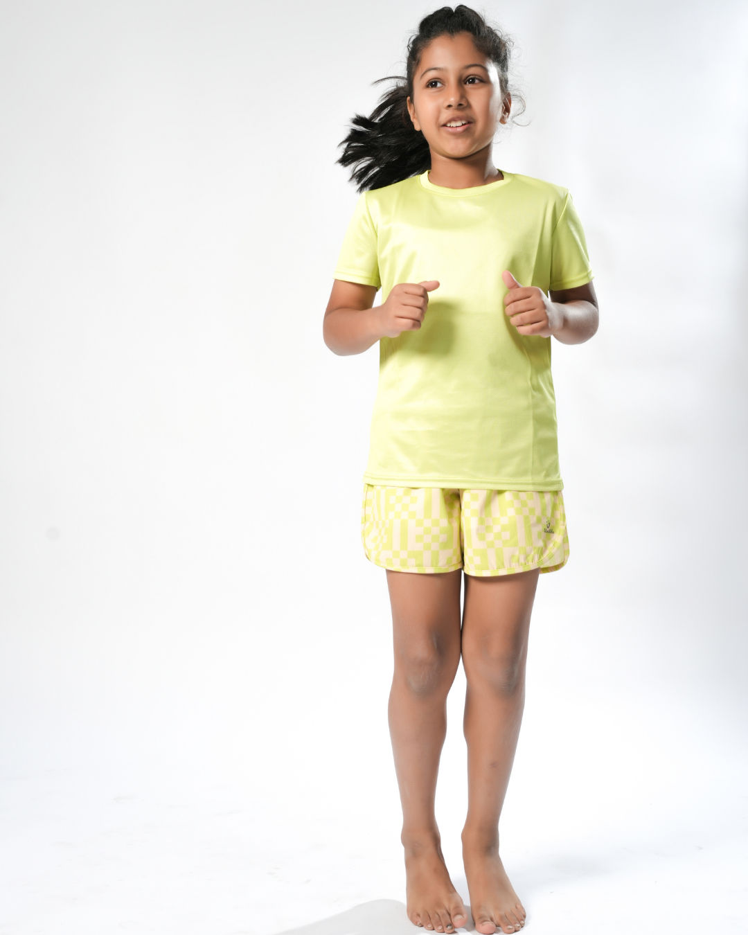 NEON PIXEL SHORTS SOLID NEON YELLOW TSHIRT SET