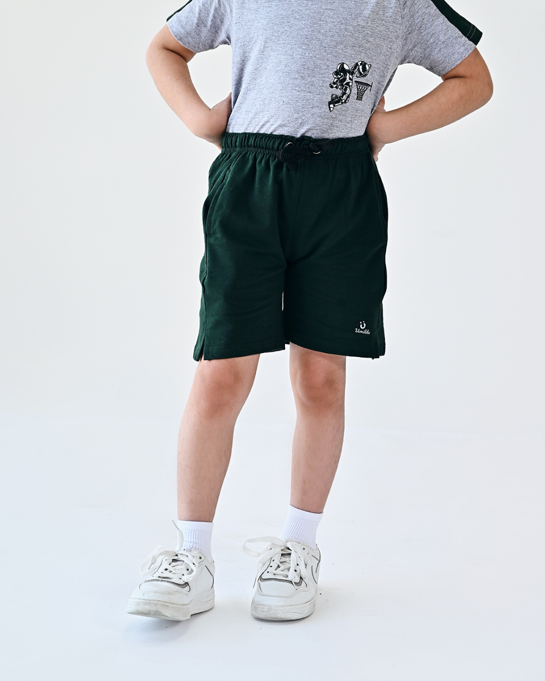 SOLID EMERALD COTTON SHORTS