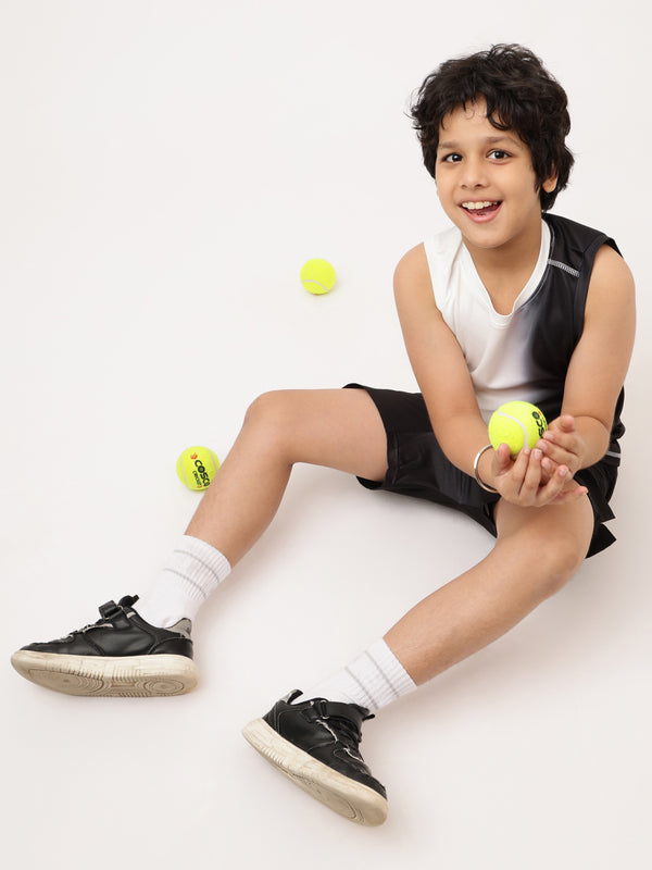 Boys Black White Tank And Black Air Shorts Set