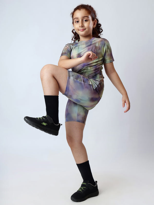 Girls Nebula Bloom Cycling Shorts Set