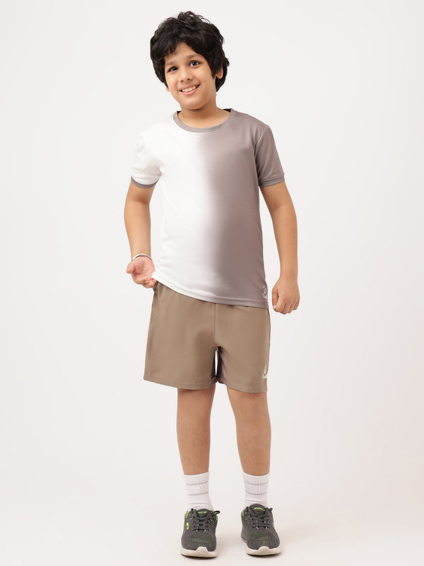 Boys Camel White Tshirt And Camel Air Shorts Set