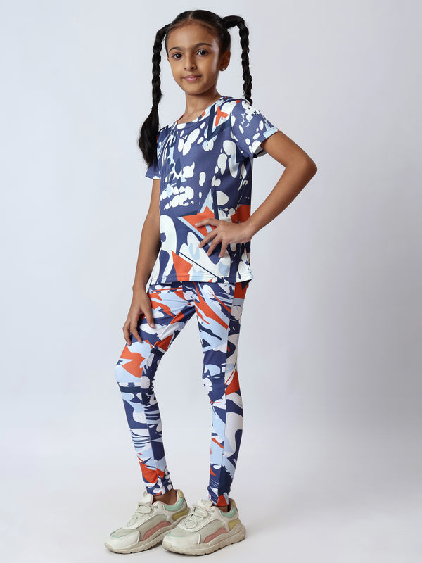 Girls Bloody Blue AOP Leggings Set