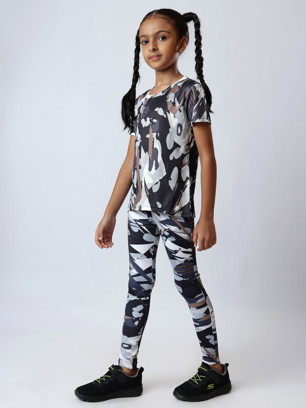 Girls Black AOP Tshirt