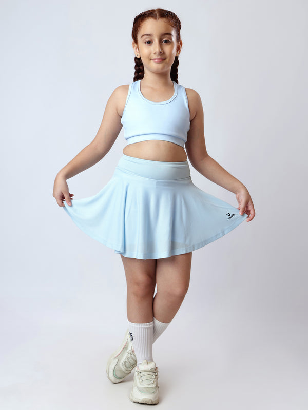 Girls Solid Sky Blue Skorts