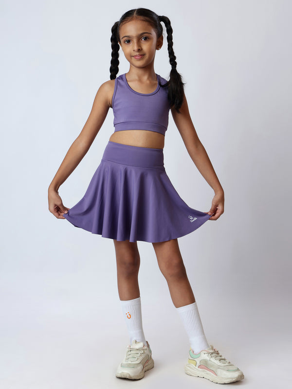 Girls Solid Purple Skorts