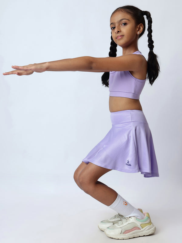 Girls Solid Lavender Skorts