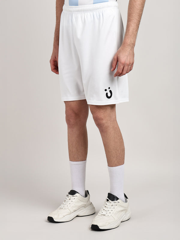 Mens Black Logo White Football Shorts