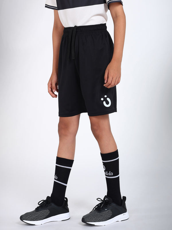 Boys Blackout Football With Cream Logo Shorts