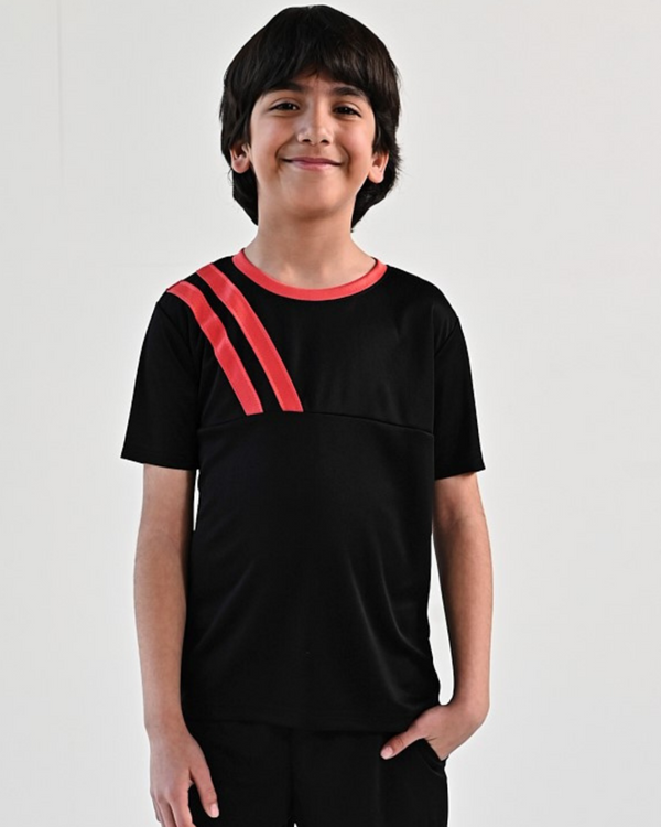 Coral Stripes Black Active T-shirts