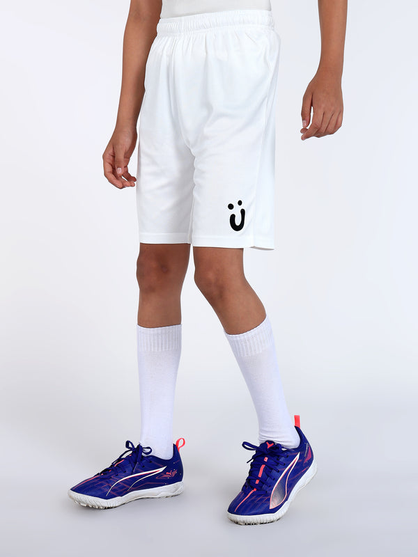 Boys Black Logo White Football Shorts