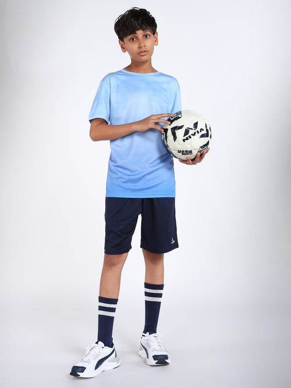 Boys Blue Horizon Tshirt And Solid Navy Shorts Set