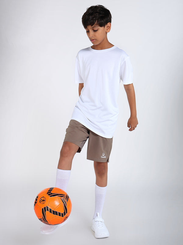 Boys White Tshirt And Brown Air Shorts Set