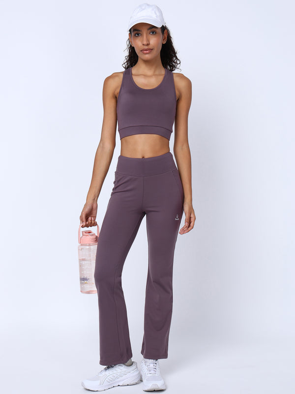 Womens SoftPeach Wine Sports Bra And Pants Set