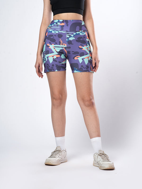 Purple AOP Womens Cycling Shorts