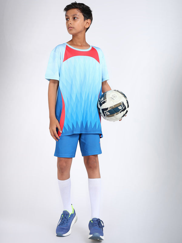 Boys Glacier Jersey And Deep Dive Navy football Shorts Set