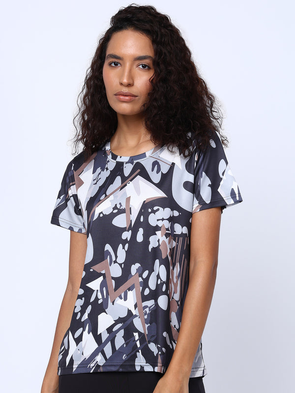 Womens Black AOP Tshirt