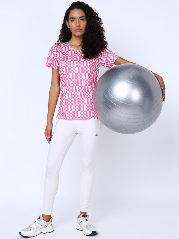 Womens Pink Pixel Check Tshirts