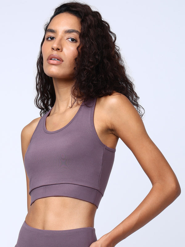 Womens Solid Grapewine Sports Bra