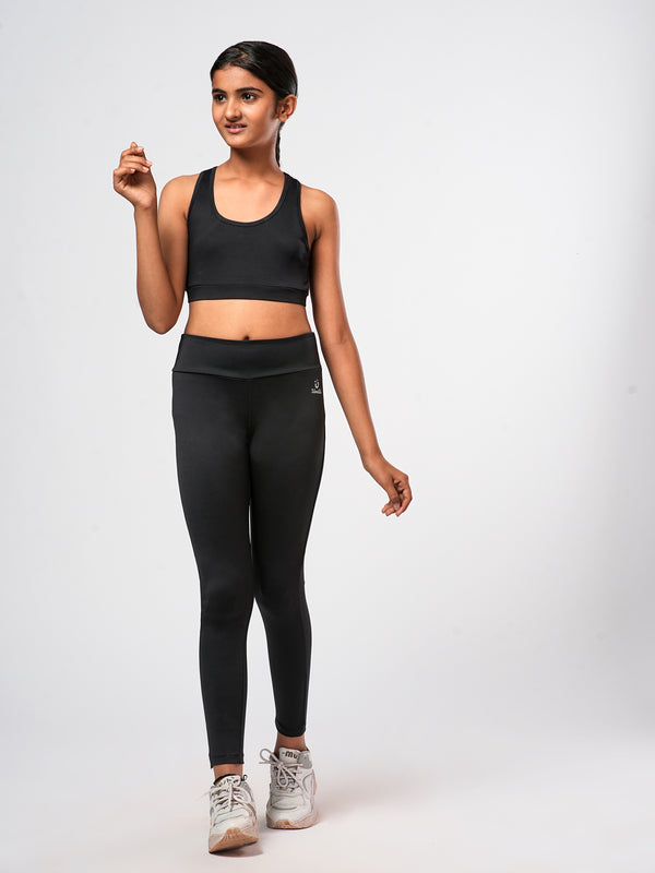 Black Sport Bra And Leggings Girls Set