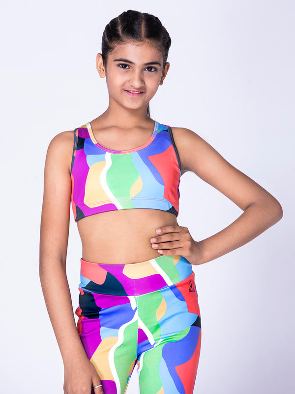 Cuban Printed Girls Sports Bra