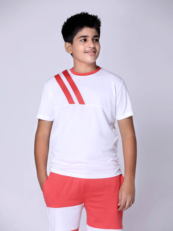 Coral Stripes White Active T-shirts