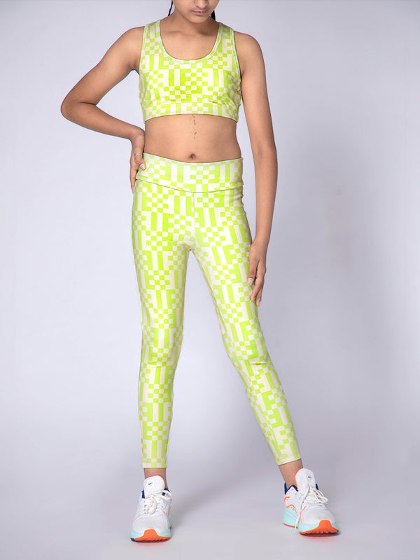 Neon Pixel Printed Girls Leggings