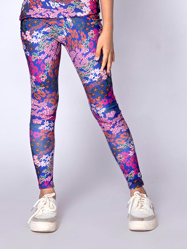 Maroon Flower Girls Leggings