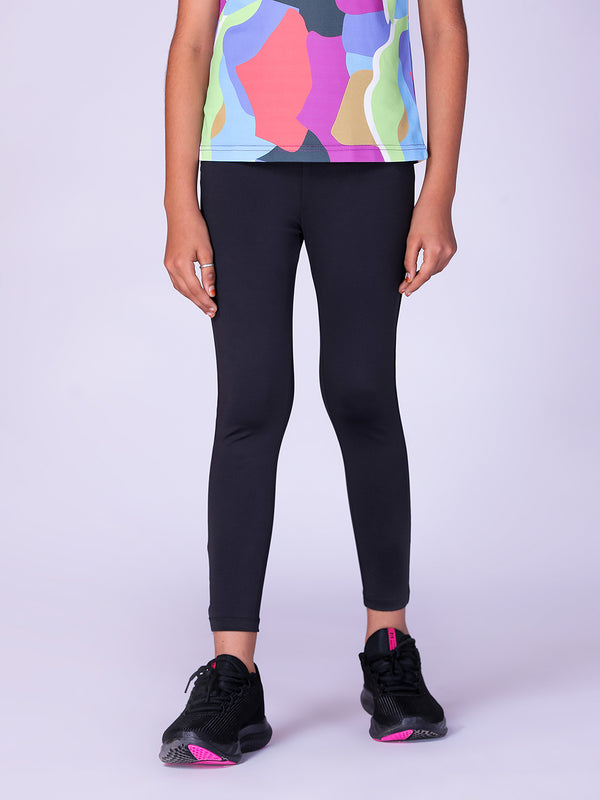 Black Solid Girls  Leggings