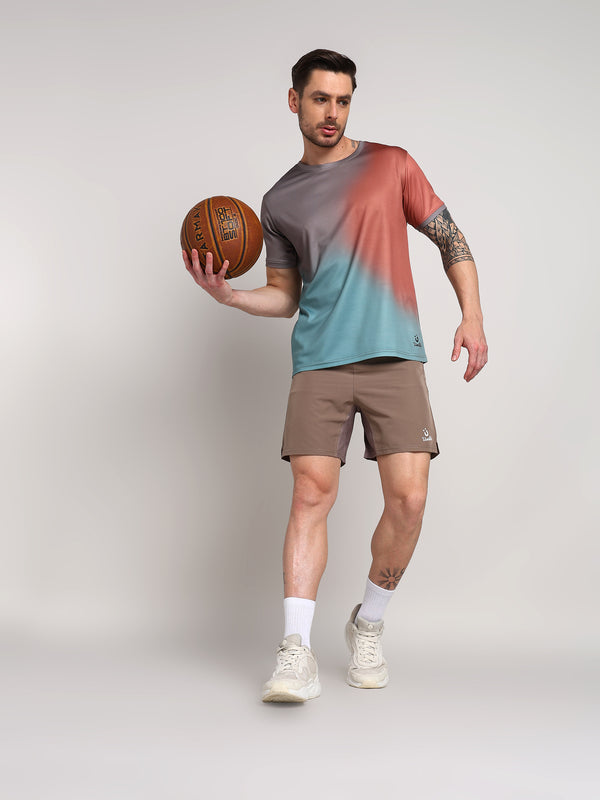 Mens Orange Camel Tshirt And Camel Air Shorts Set