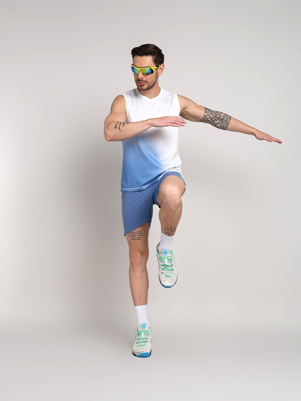 Mens Blue White Tank And Blue Air Shorts Set