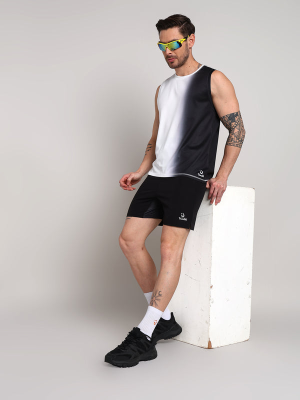Mens Black White Tank And Black Air Shorts Set