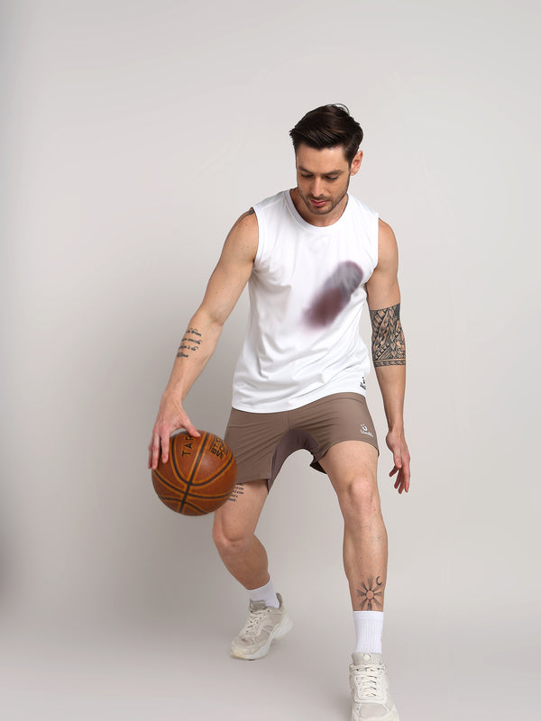 Mens Coffee Camel Tank And Coffee Air Shorts Set