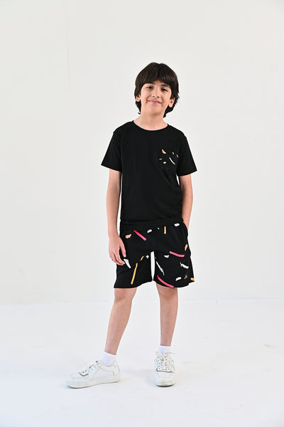 BLACK ABSTRACT COTTON SET