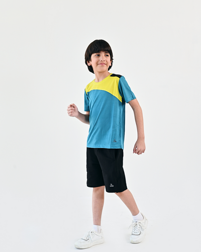 TEAL COLOUR BLOCK ACTIVE TSHIRT