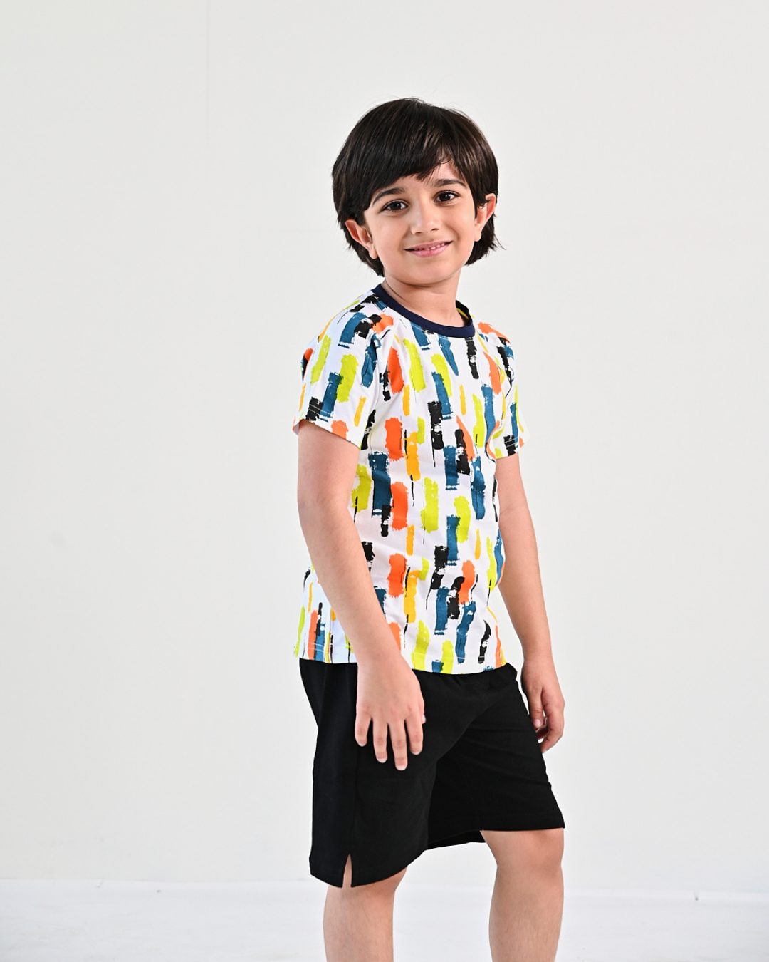 MULTICOLOUR STROKES COTTON TSHIRT