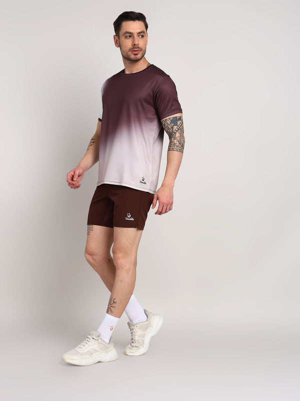Mens Coffee Cream Tshirt And Coffee Air Shorts Set