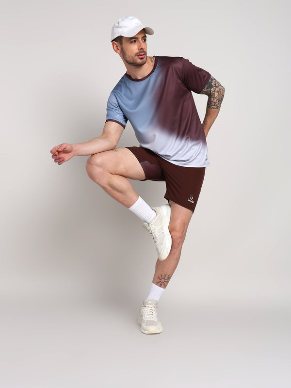 Mens Coffee Blue Grey Tshirt And Coffee Air Shorts Set