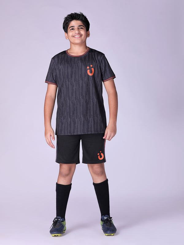 Black AOP W Orange Logo Jersey Set