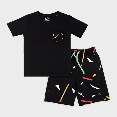 BLACK ABSTRACT COTTON SET